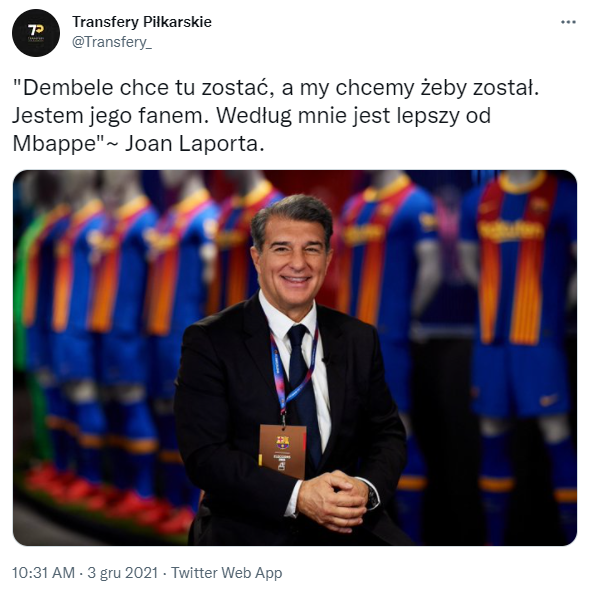 Laporta MOCNO o piłkarzu Barcy: ''Według mnie jest LEPSZY od Mbappe'' :D